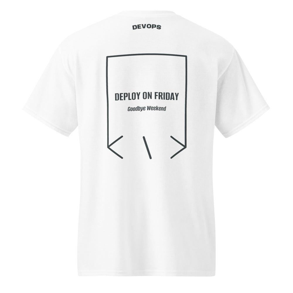 Deploy On Friday — White Dark Heather back mockup