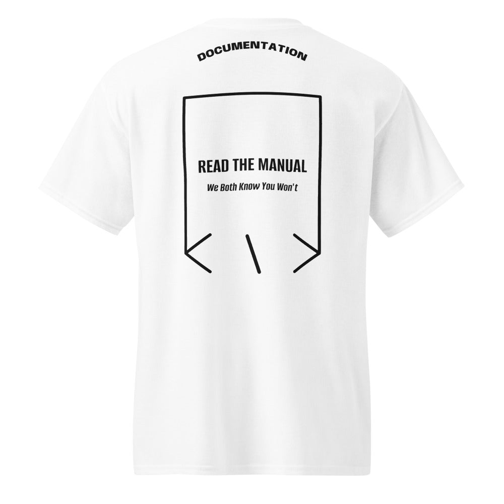 Read The Manual — White Black back mockup