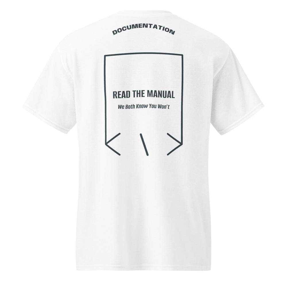 Read The Manual — White Dark Heather back mockup