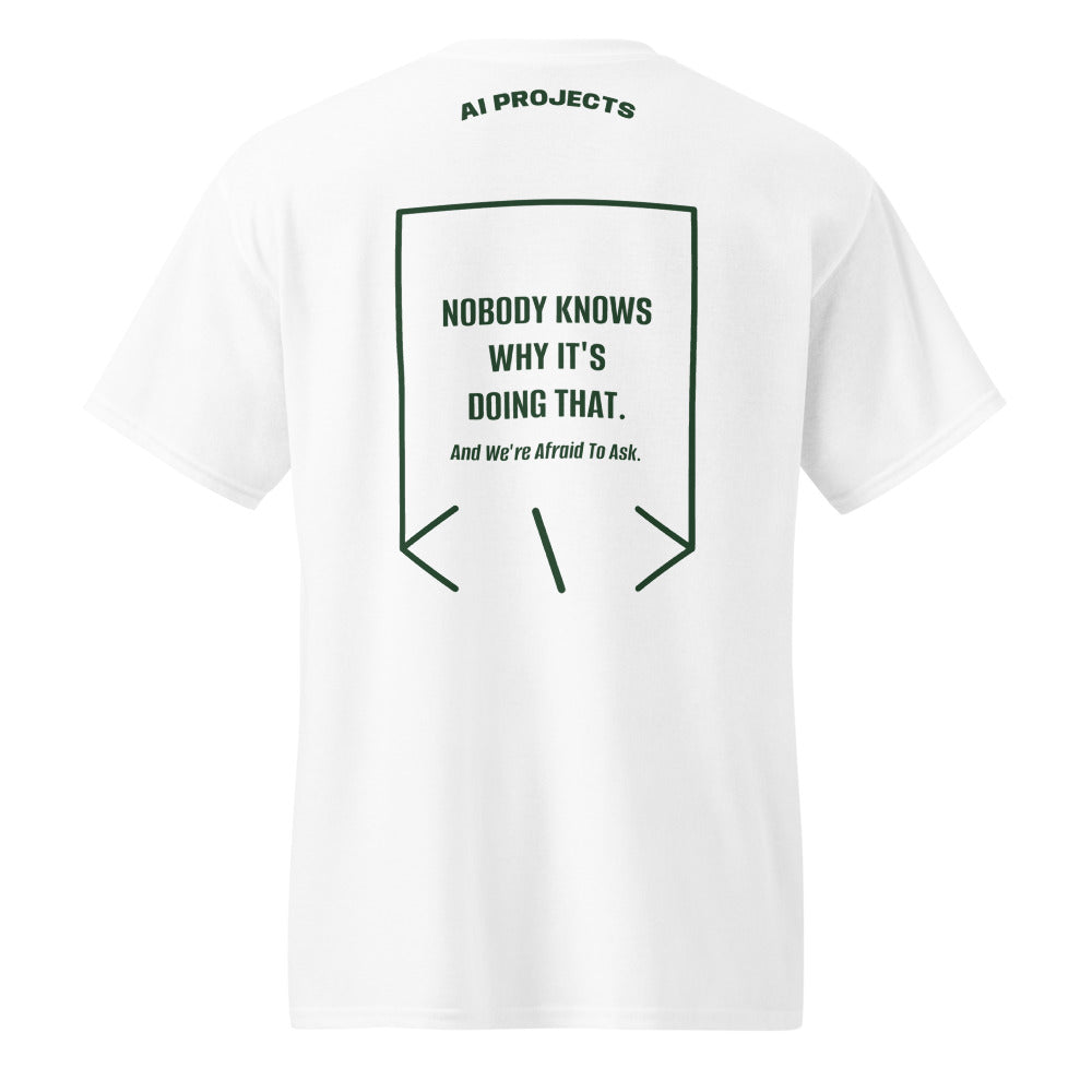 Nobody Knows Why It's Doing That. — White Forest Green back mockup