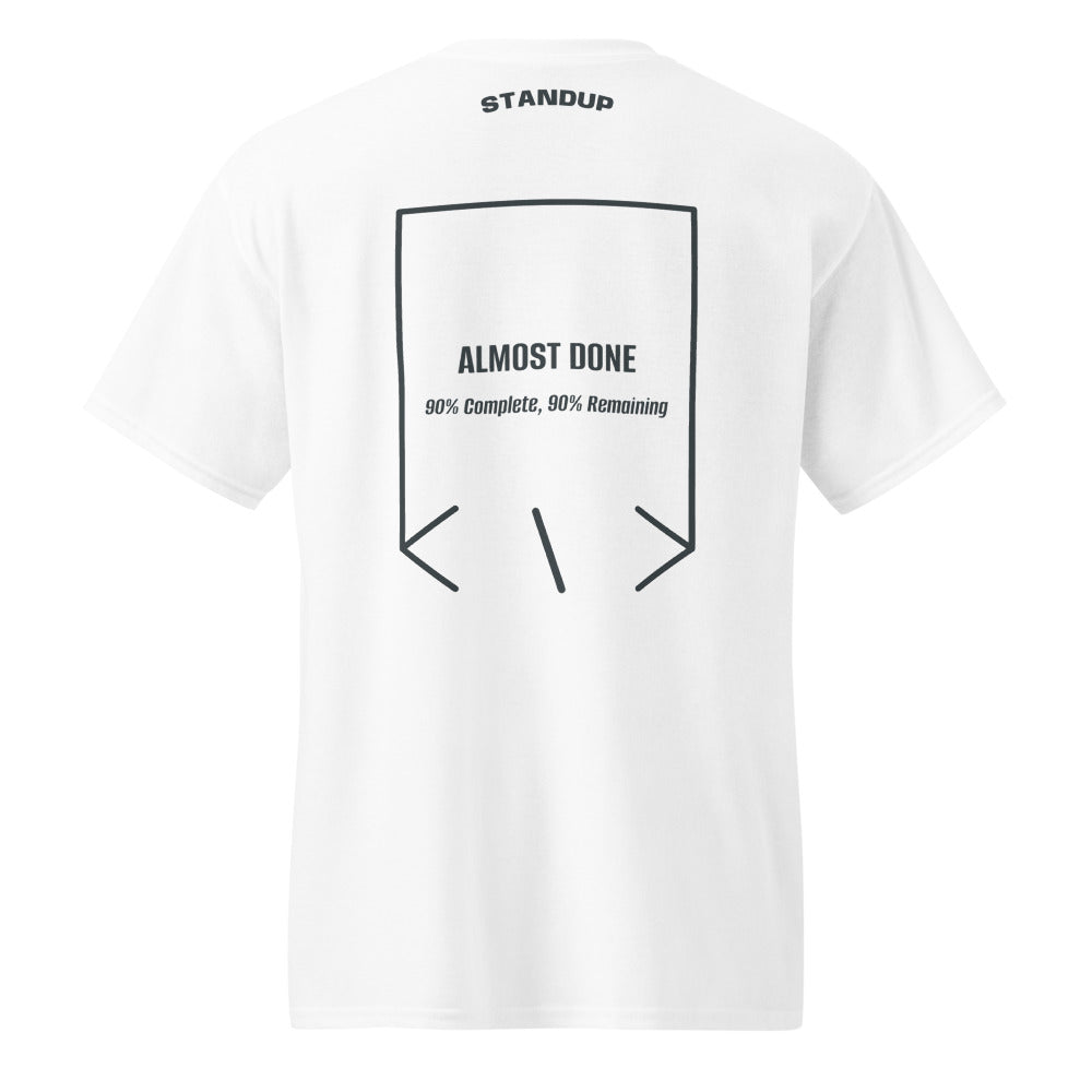 Almost Done — White Dark Heather back mockup