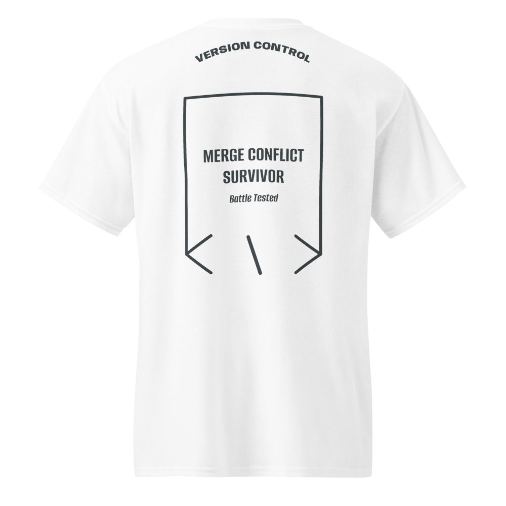 Merge Conflict Survivor — White Dark Heather back mockup