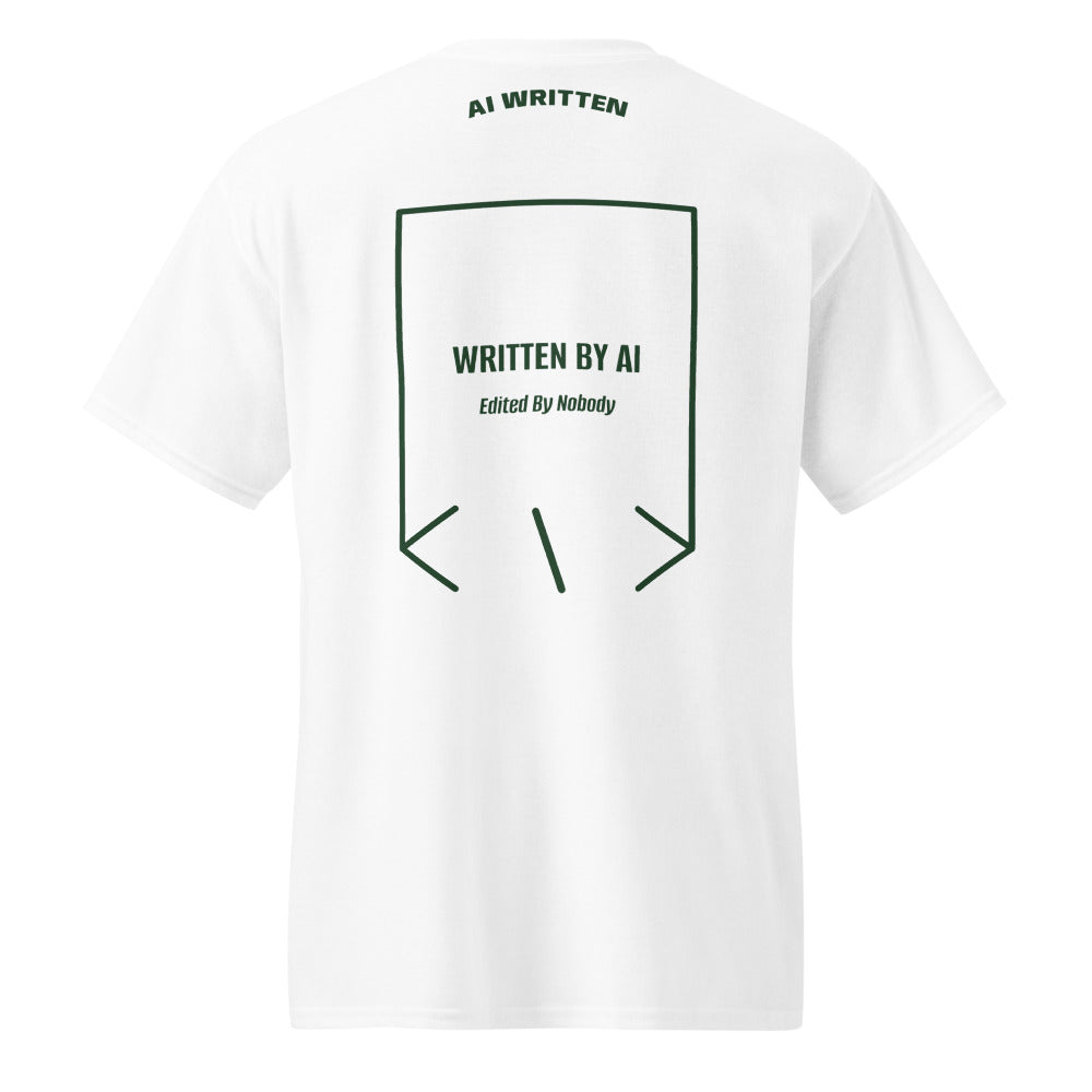Written By AI — White Forest Green back mockup