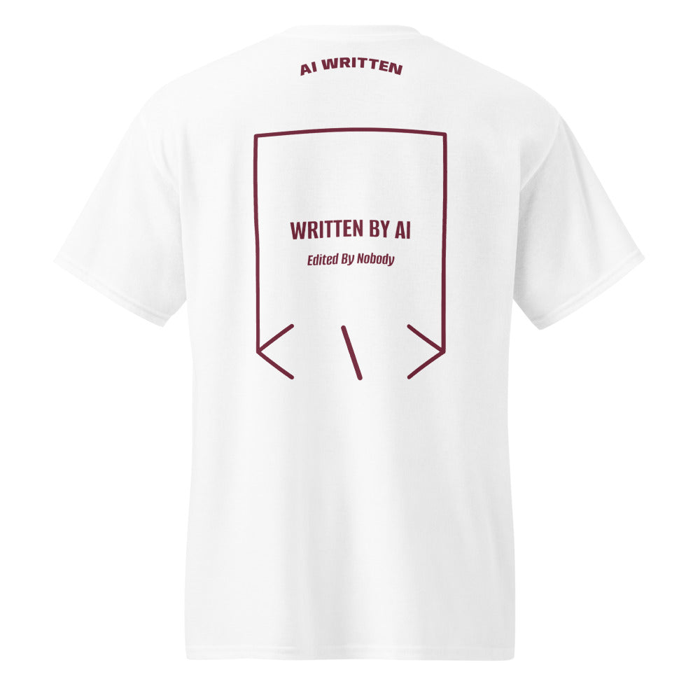 Written By AI — White Maroon back mockup