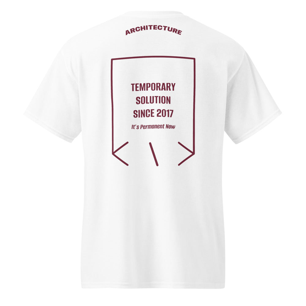 Temporary Solution Since 2017 — White Maroon back mockup