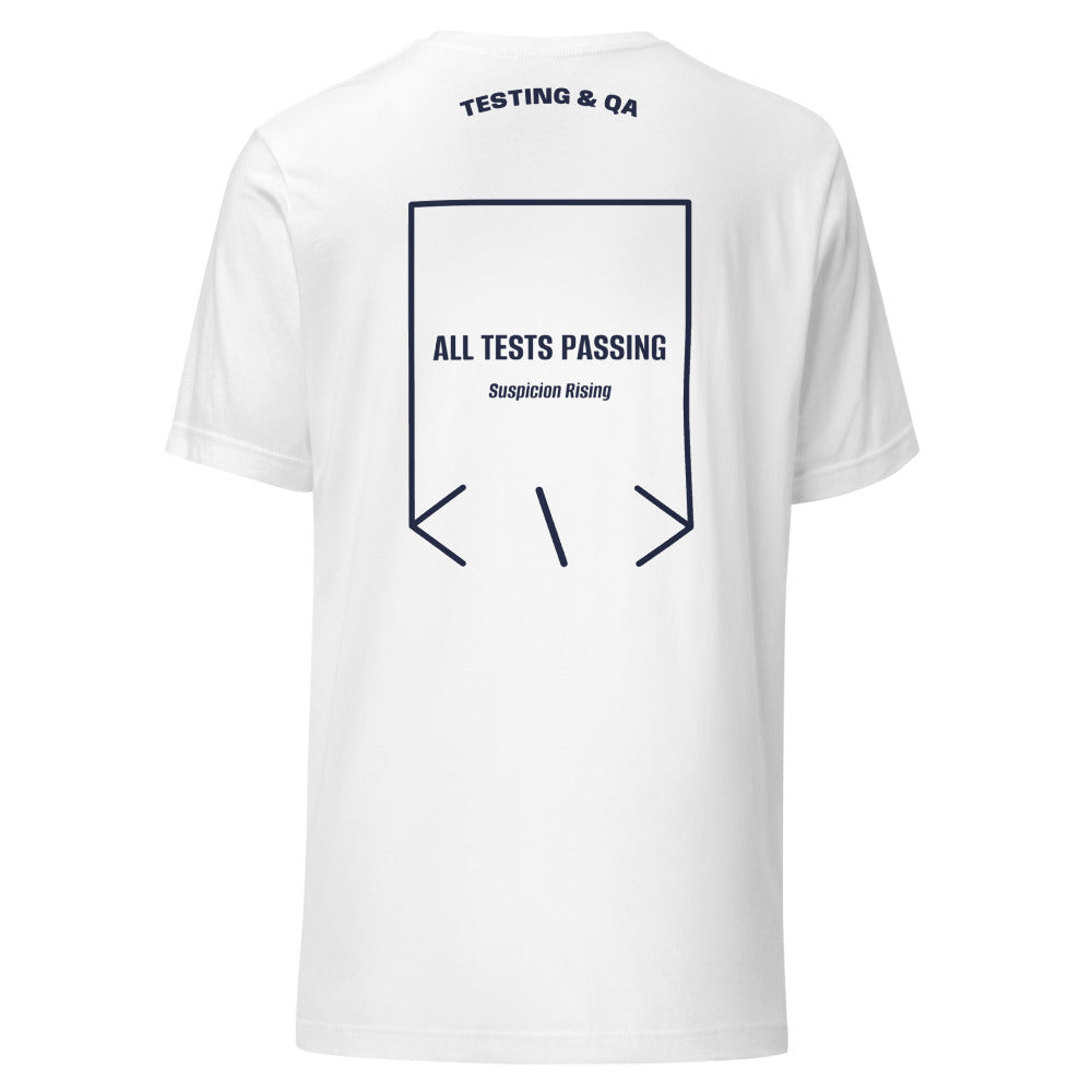 All Tests Passing — White Navy back mockup