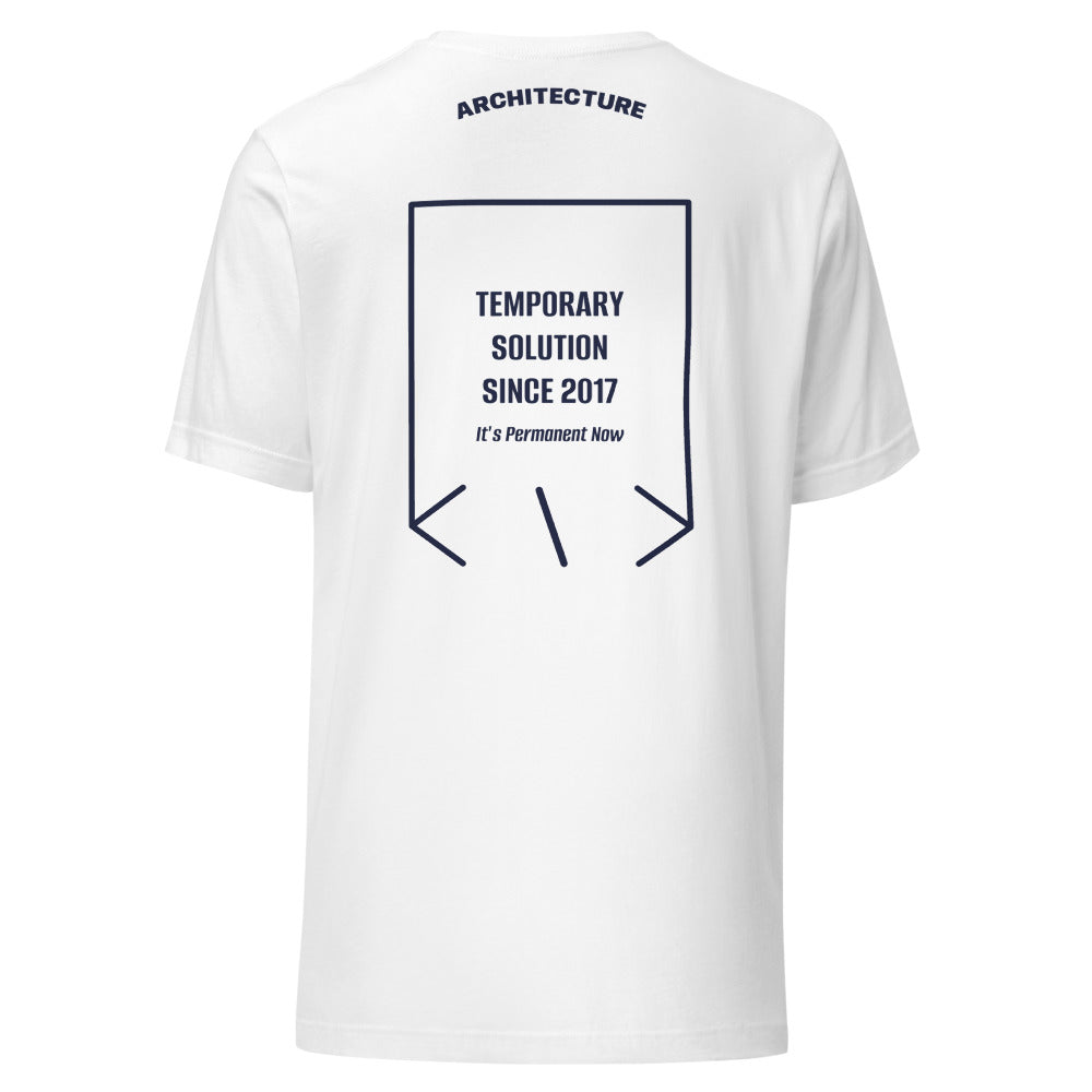 Temporary Solution Since 2017 — White Navy back mockup