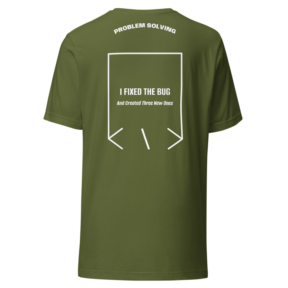 I Fixed The Bug — Olive White back mockup