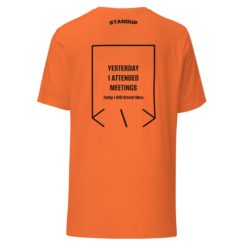 Yesterday I Attended Meetings — Orange Black back mockup