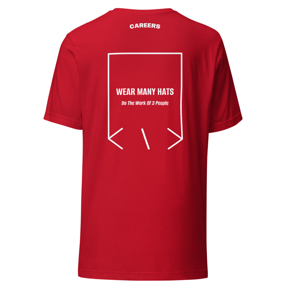 Wear Many Hats — Red White back mockup