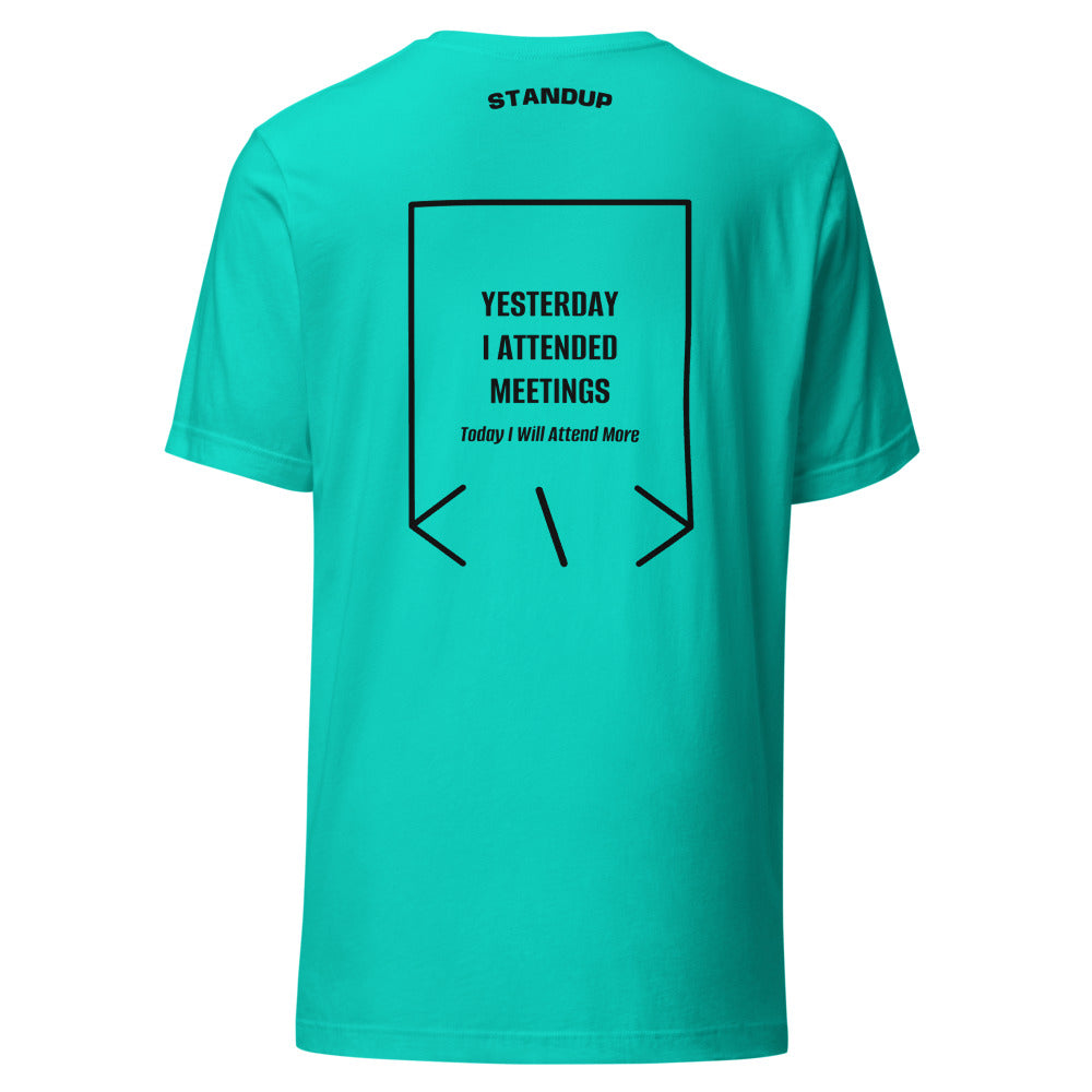 Yesterday I Attended Meetings — Teal Black back mockup