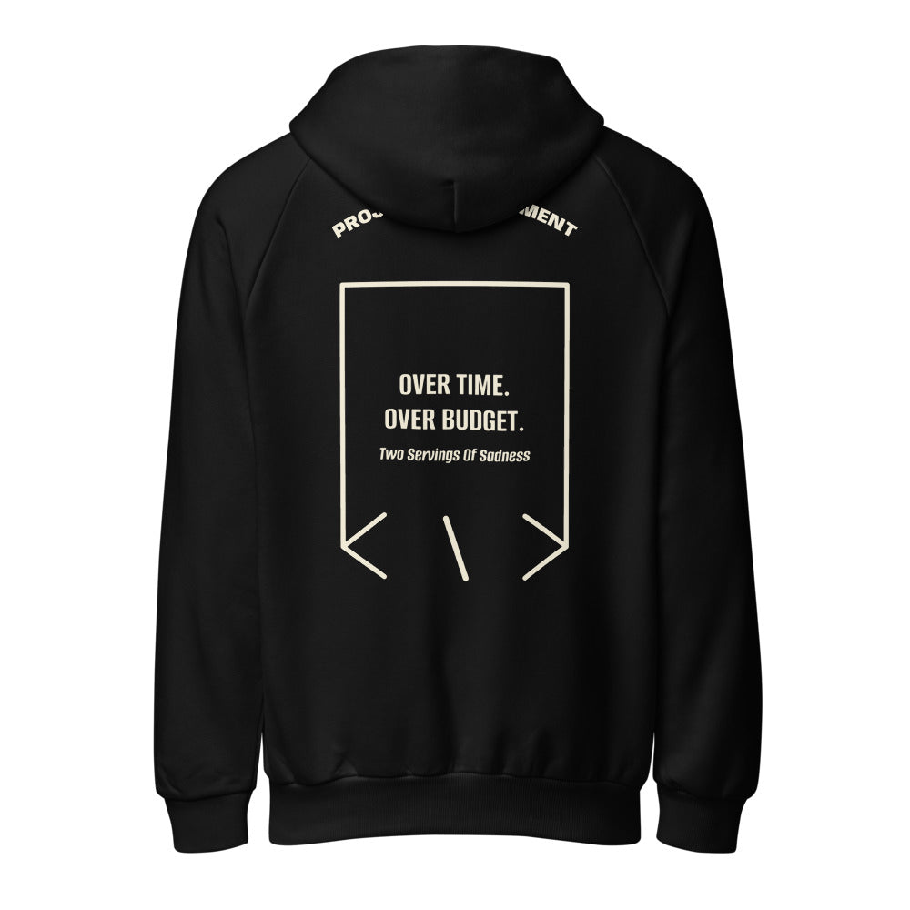 Over Time. Over Budget. — Black Cream back mockup