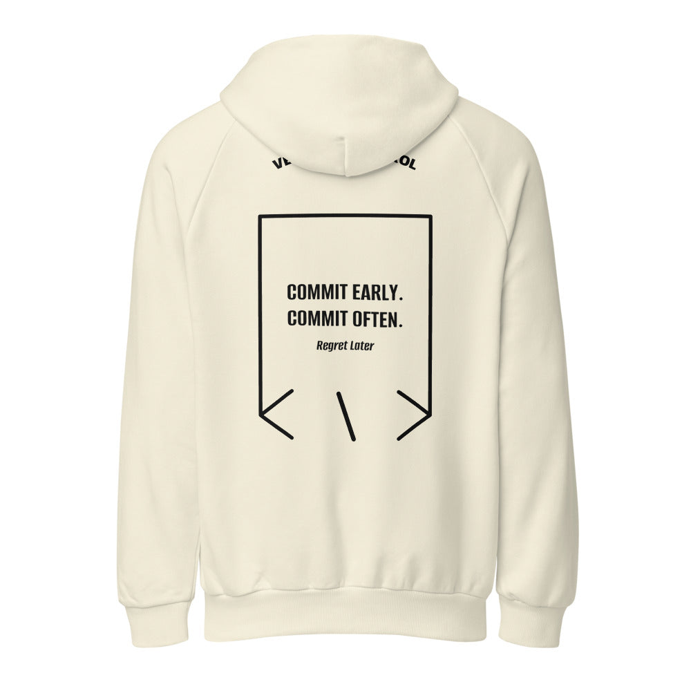 Commit Early. Commit Often. — Cream Black back mockup