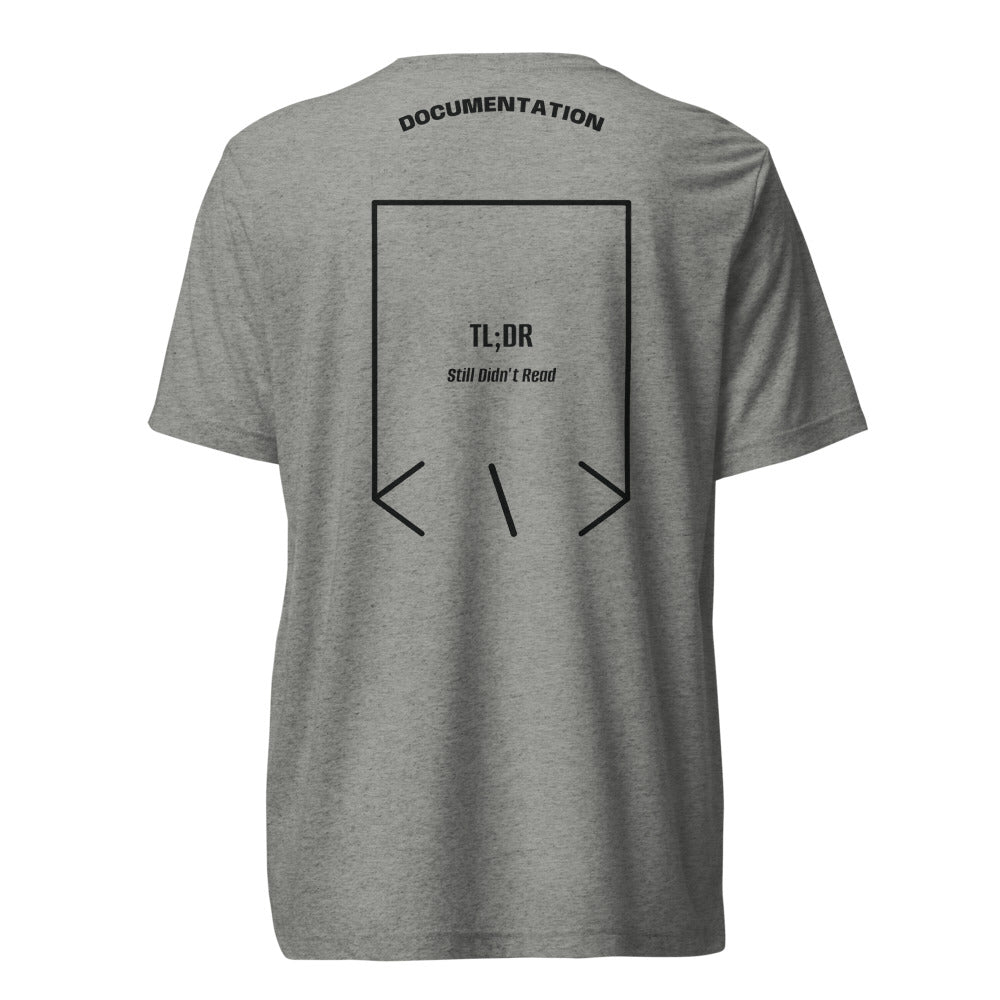 TL;DR — Athletic Grey Triblend Solid Black Triblend back mockup