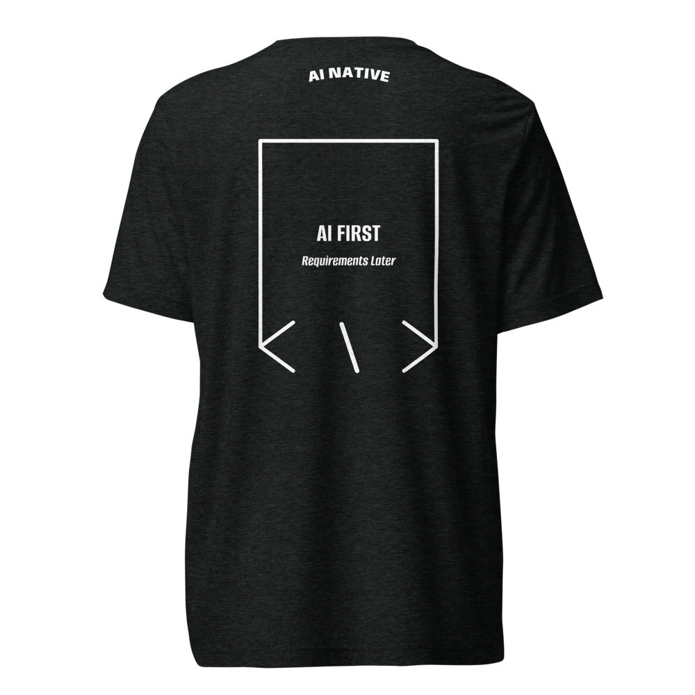 AI First — Charcoal-Black Triblend Solid White Triblend back mockup