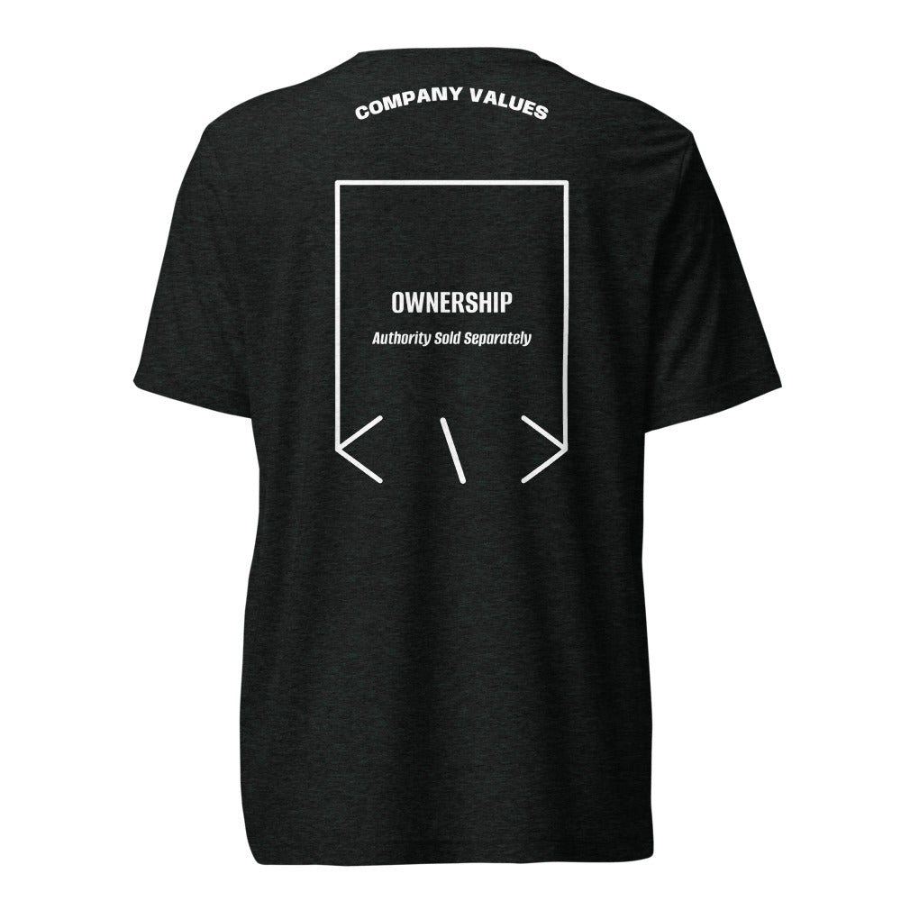 Ownership — Charcoal-Black Triblend Solid White Triblend back mockup