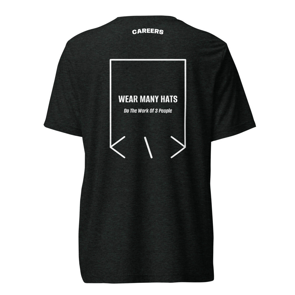 Wear Many Hats — Charcoal-Black Triblend Solid White Triblend back mockup