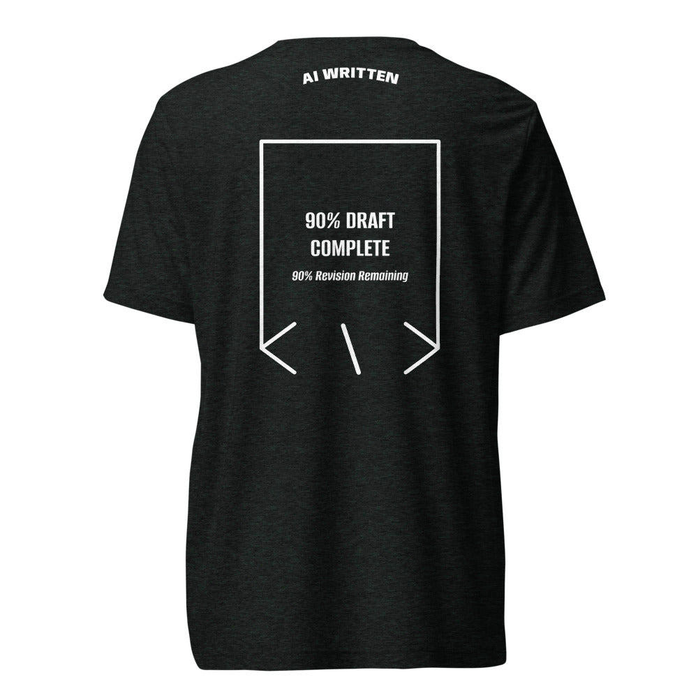 90% Draft Complete — Charcoal-Black Triblend Solid White Triblend back mockup