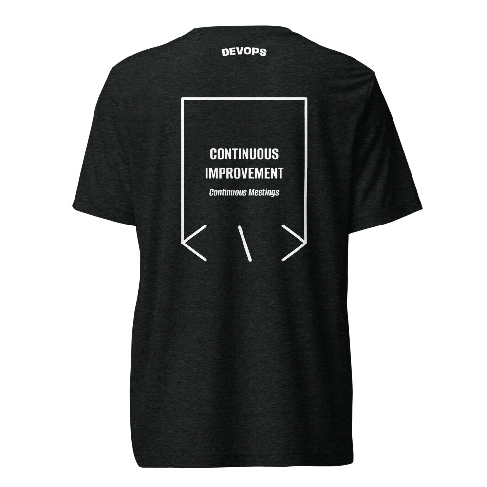 Continuous Improvement — Charcoal-Black Triblend Solid White Triblend back mockup