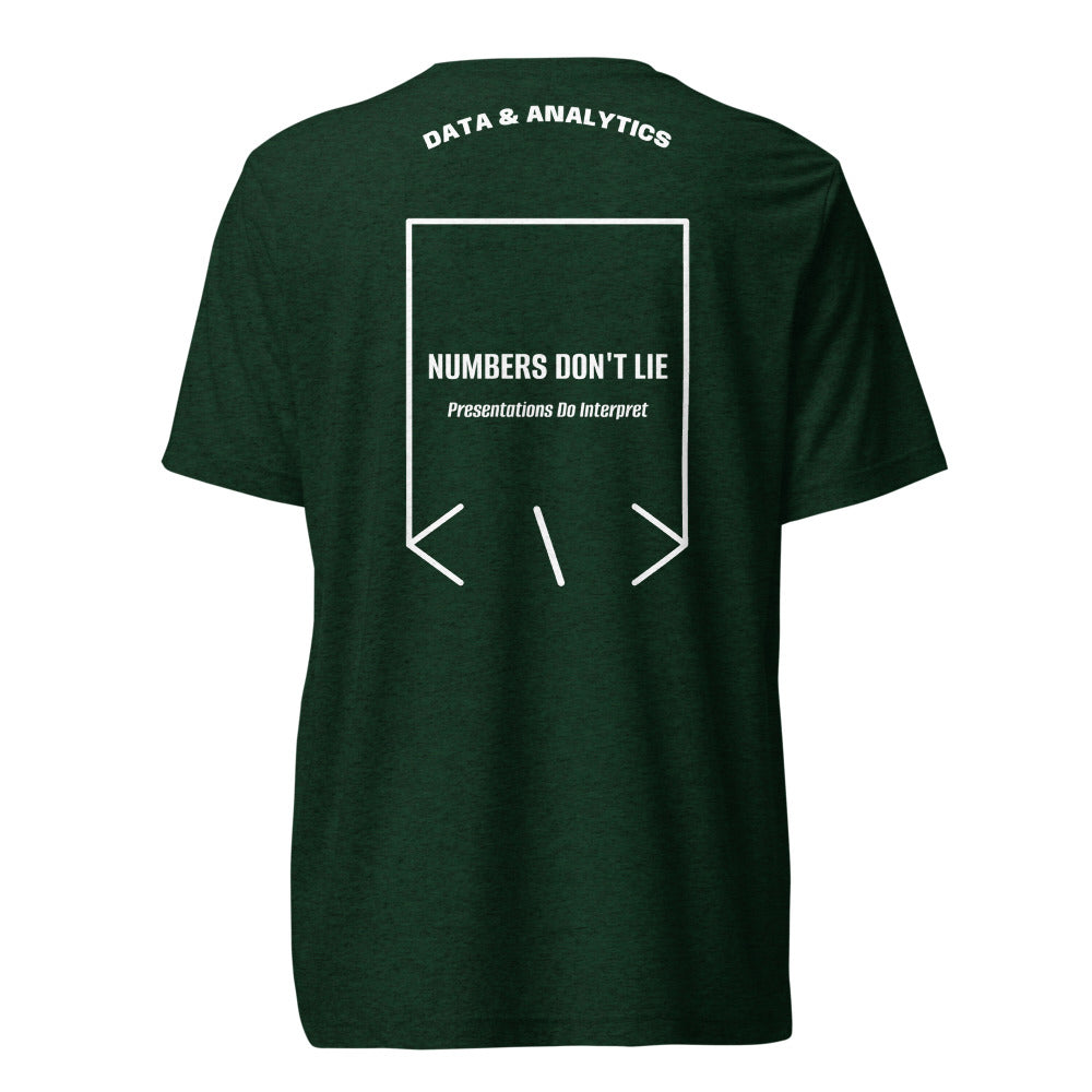 Numbers Don't Lie — Emerald Triblend Solid White Triblend back mockup