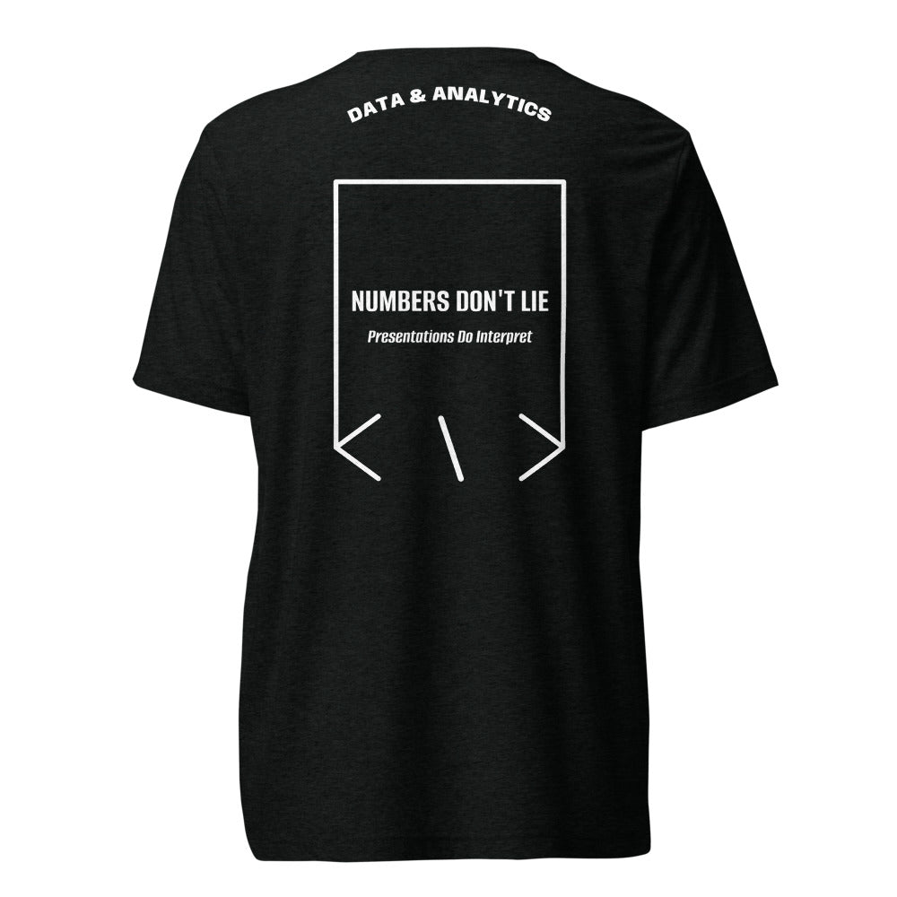 Numbers Don't Lie — Solid Black Triblend Solid White Triblend back mockup