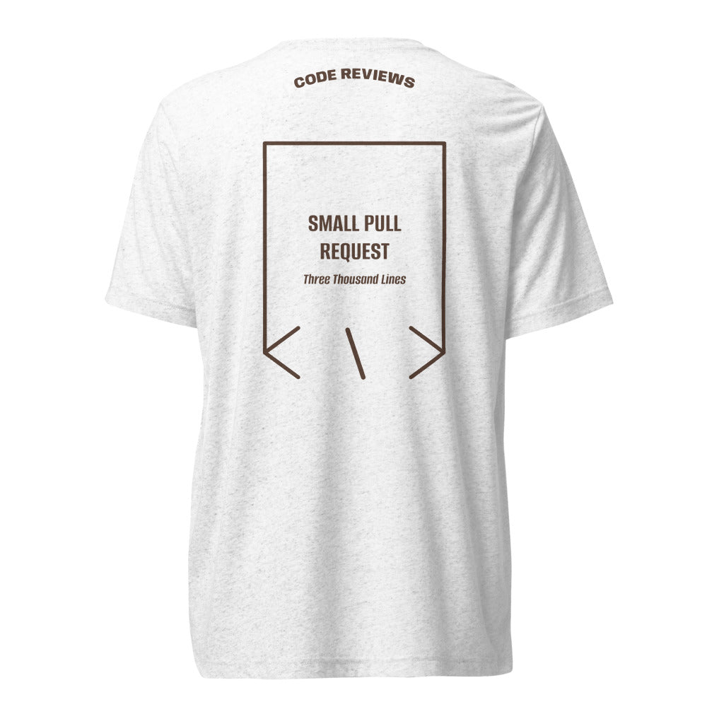 Small Pull Request — Solid White Triblend Brown Triblend back mockup
