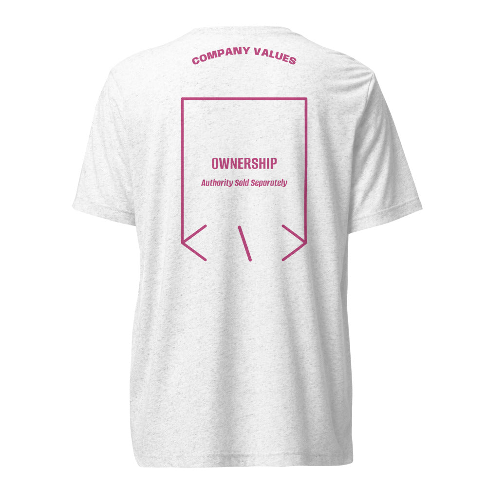 Ownership — Solid White Triblend Berry Triblend back mockup