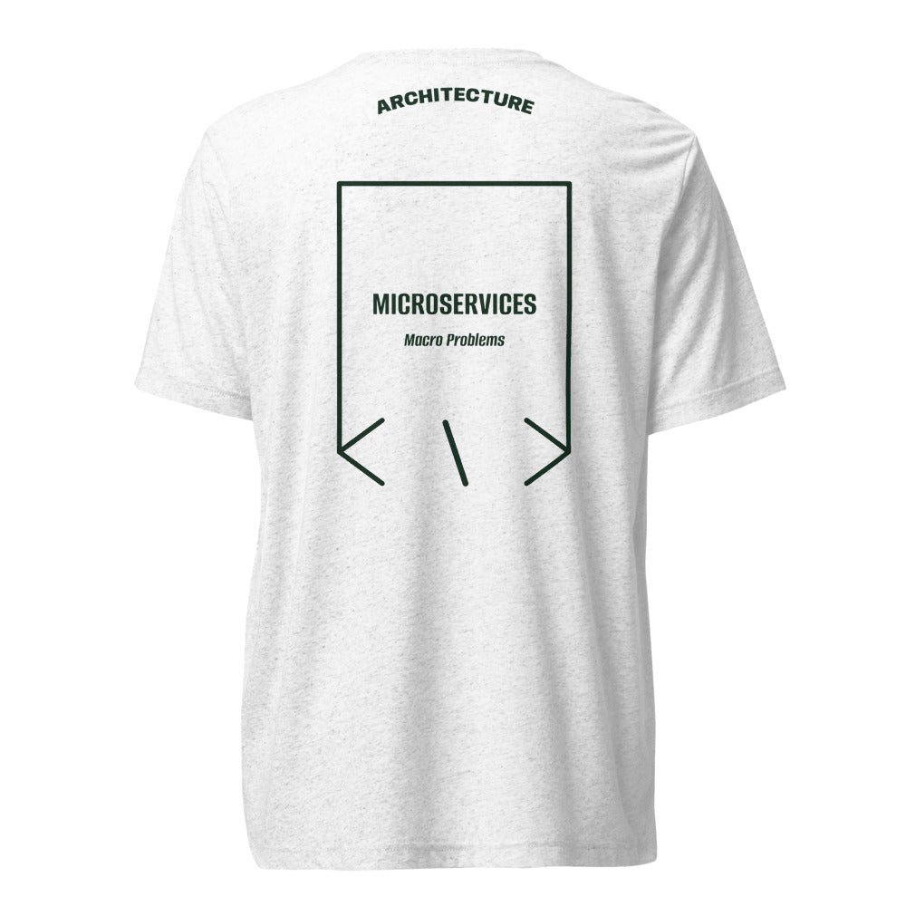 Microservices — Solid White Triblend Emerald Triblend back mockup