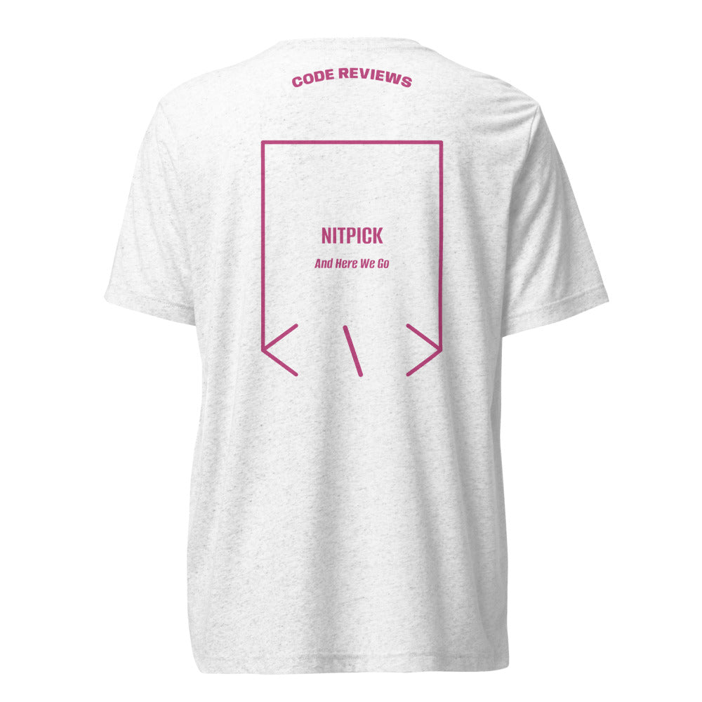 Nitpick — Solid White Triblend Berry Triblend back mockup