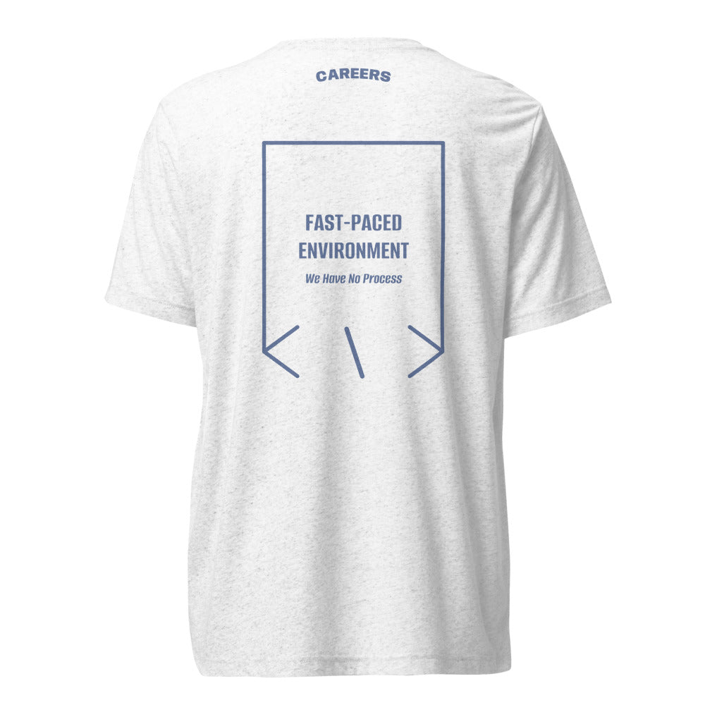 Fast-Paced Environment — Solid White Triblend Blue Triblend back mockup