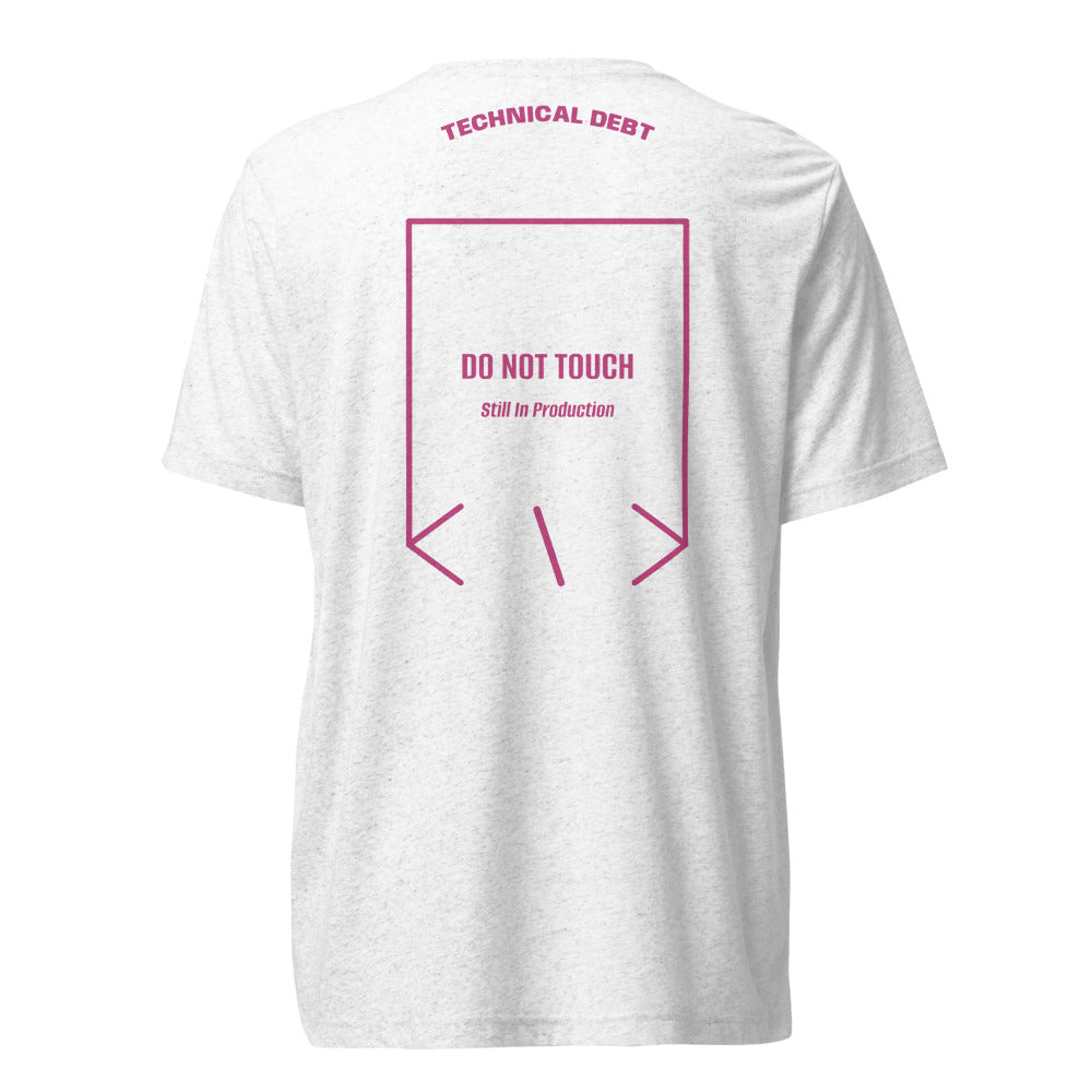 Do Not Touch — Solid White Triblend Berry Triblend back mockup