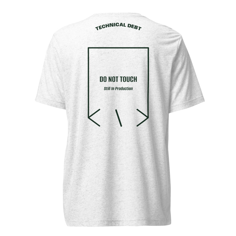 Do Not Touch — Solid White Triblend Emerald Triblend back mockup