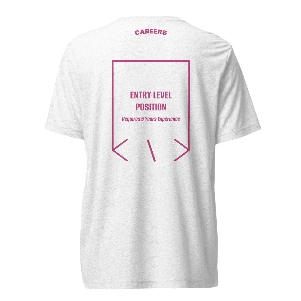 Entry Level Position — Solid White Triblend Berry Triblend back mockup