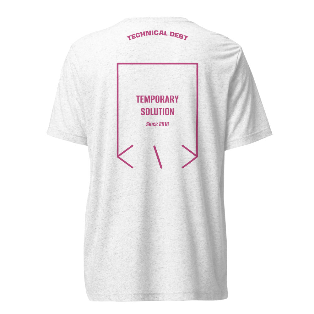 Temporary Solution — Solid White Triblend Berry Triblend back mockup