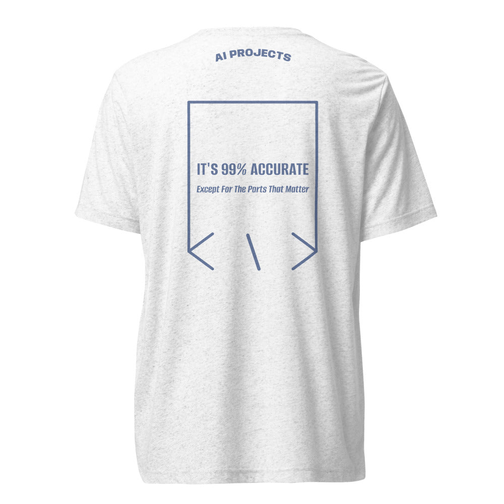 It's 99% Accurate — Solid White Triblend Blue Triblend back mockup