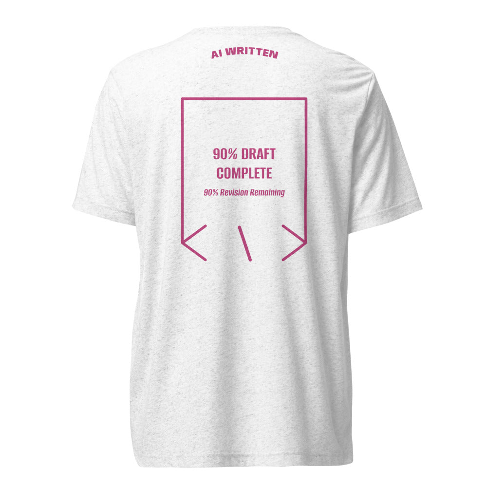 90% Draft Complete — Solid White Triblend Berry Triblend back mockup