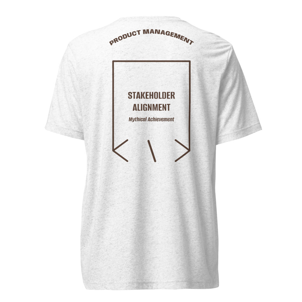 Stakeholder Alignment — Solid White Triblend Brown Triblend back mockup