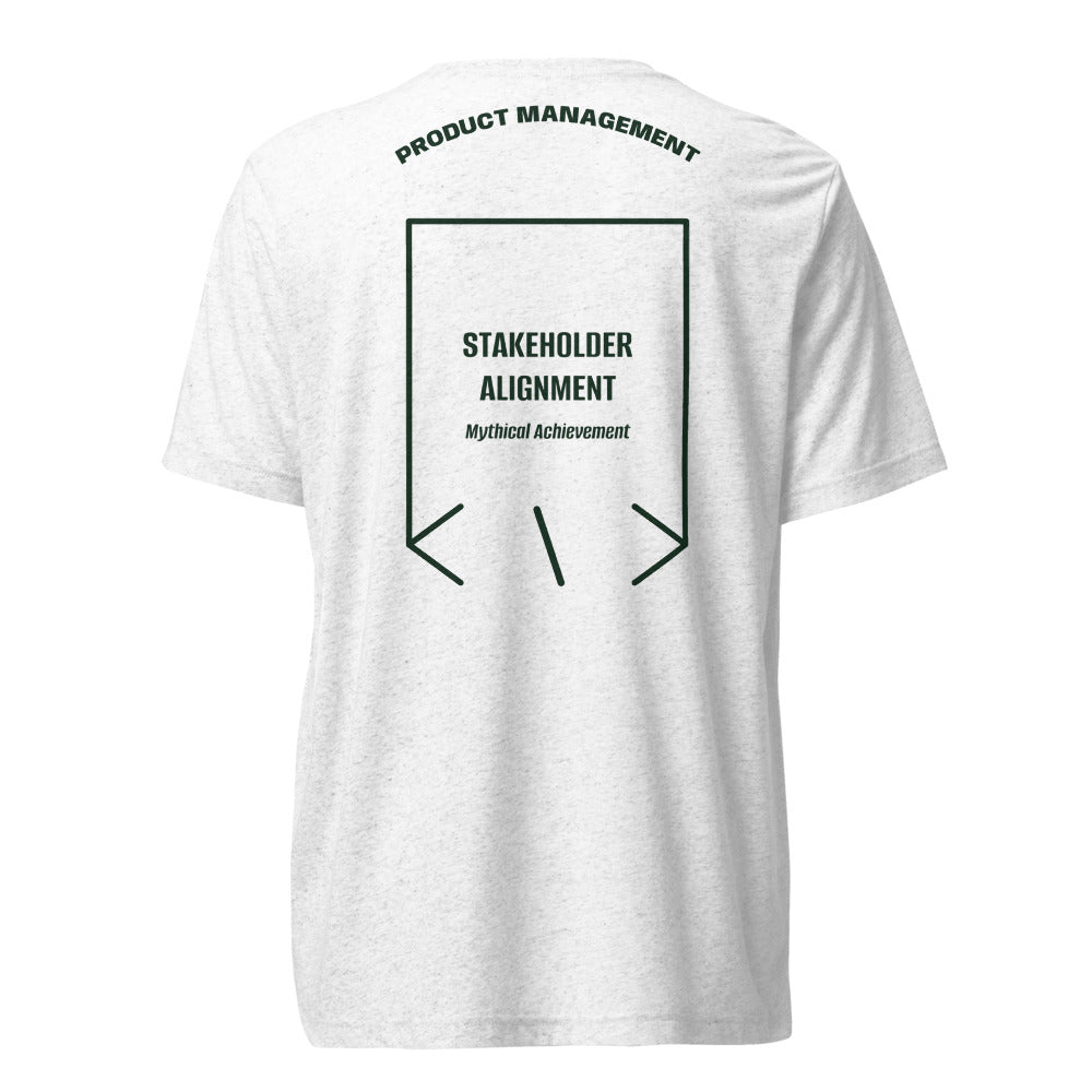 Stakeholder Alignment — Solid White Triblend Emerald Triblend back mockup