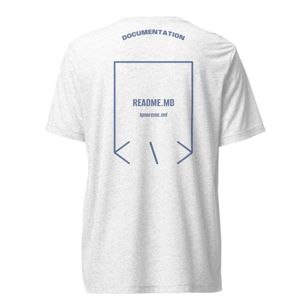 Readme.md — Solid White Triblend Blue Triblend back mockup