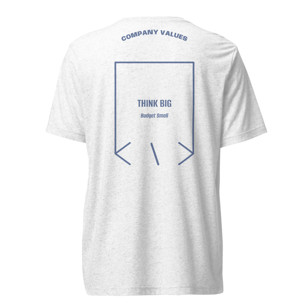 Think Big — Solid White Triblend Blue Triblend back mockup