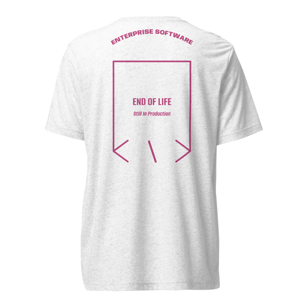 End Of Life — Solid White Triblend Berry Triblend back mockup