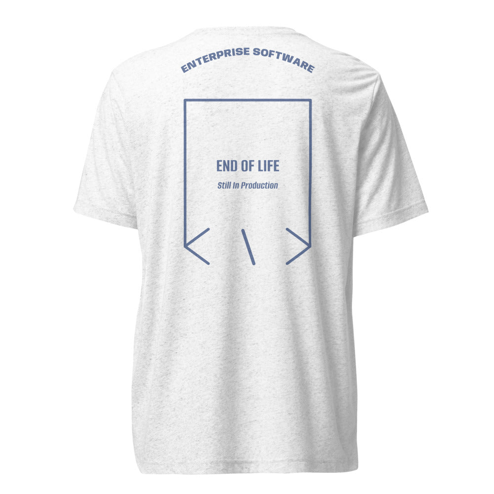 End Of Life — Solid White Triblend Blue Triblend back mockup