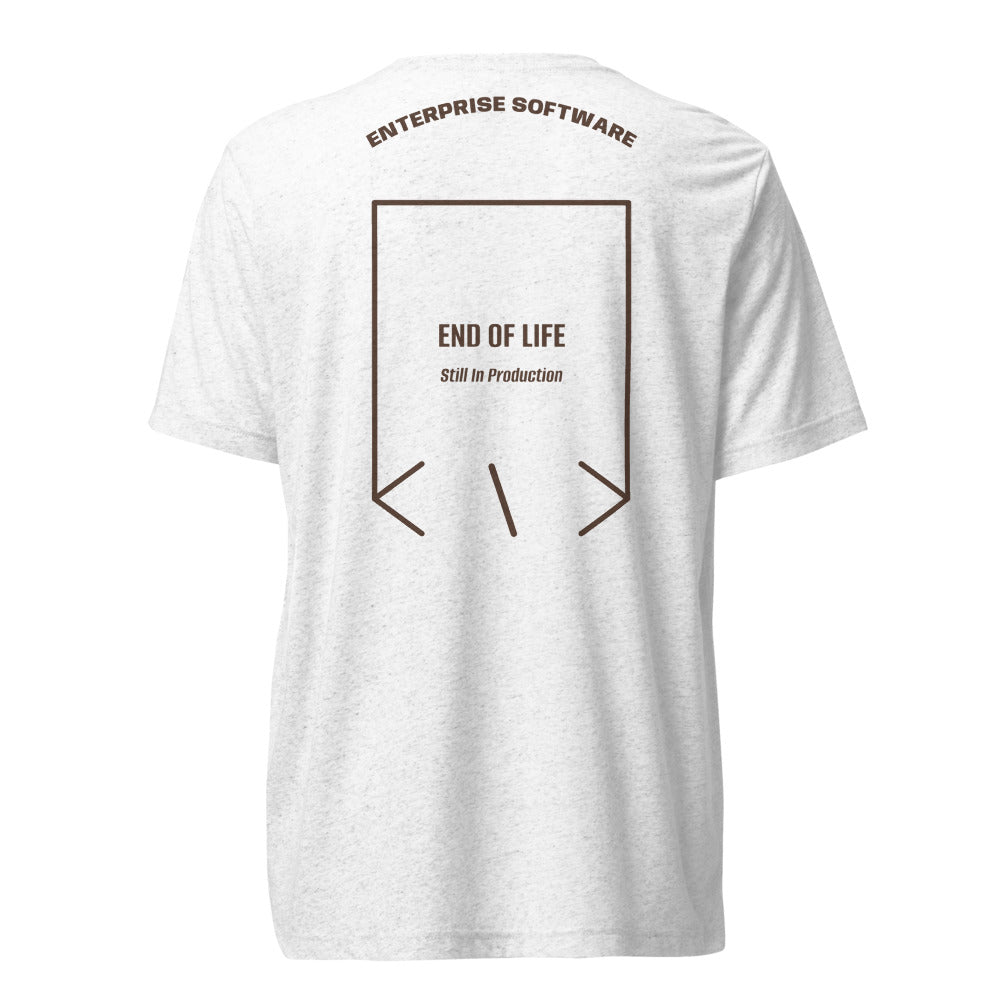 End Of Life — Solid White Triblend Brown Triblend back mockup