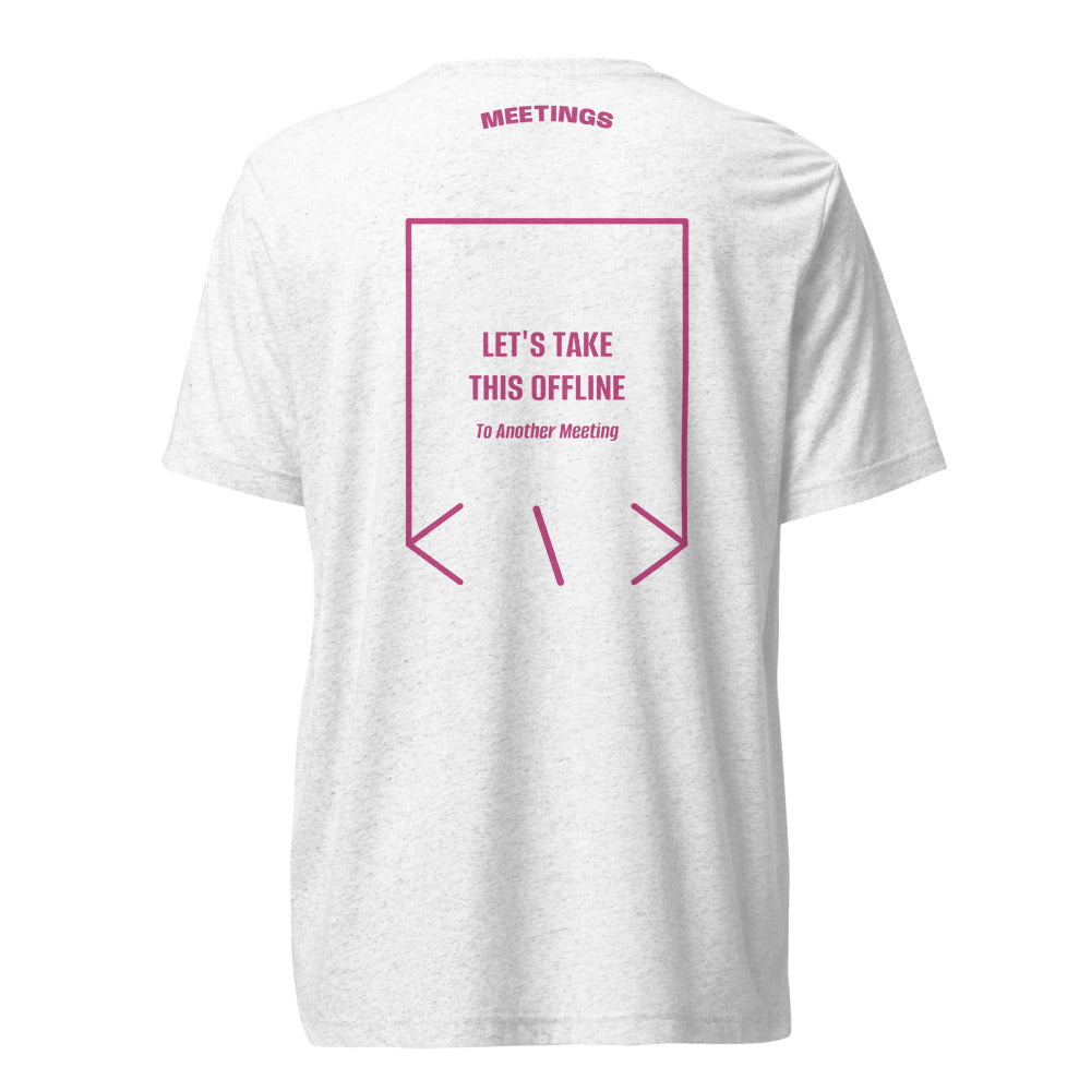Let's Take This Offline — Solid White Triblend Berry Triblend back mockup