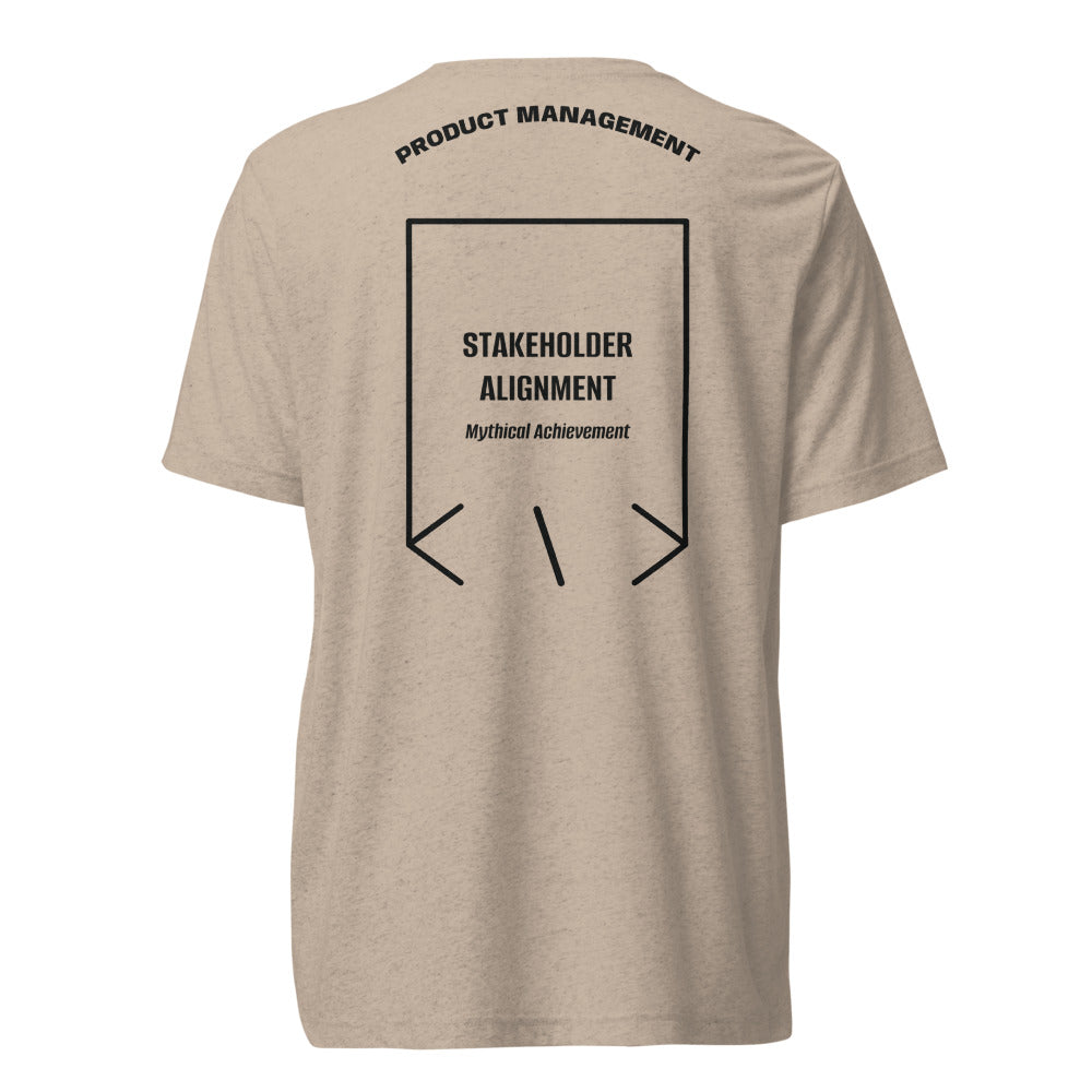 Stakeholder Alignment — Tan Triblend Solid Black Triblend back mockup