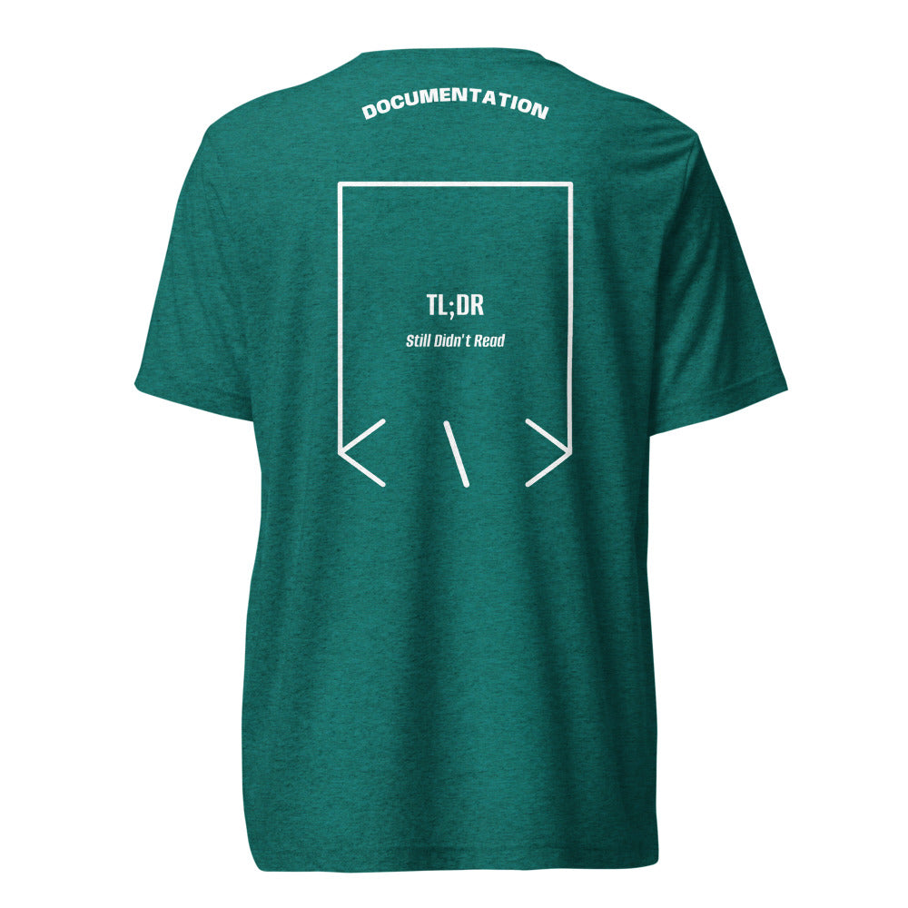 TL;DR — Teal Triblend Solid White Triblend back mockup