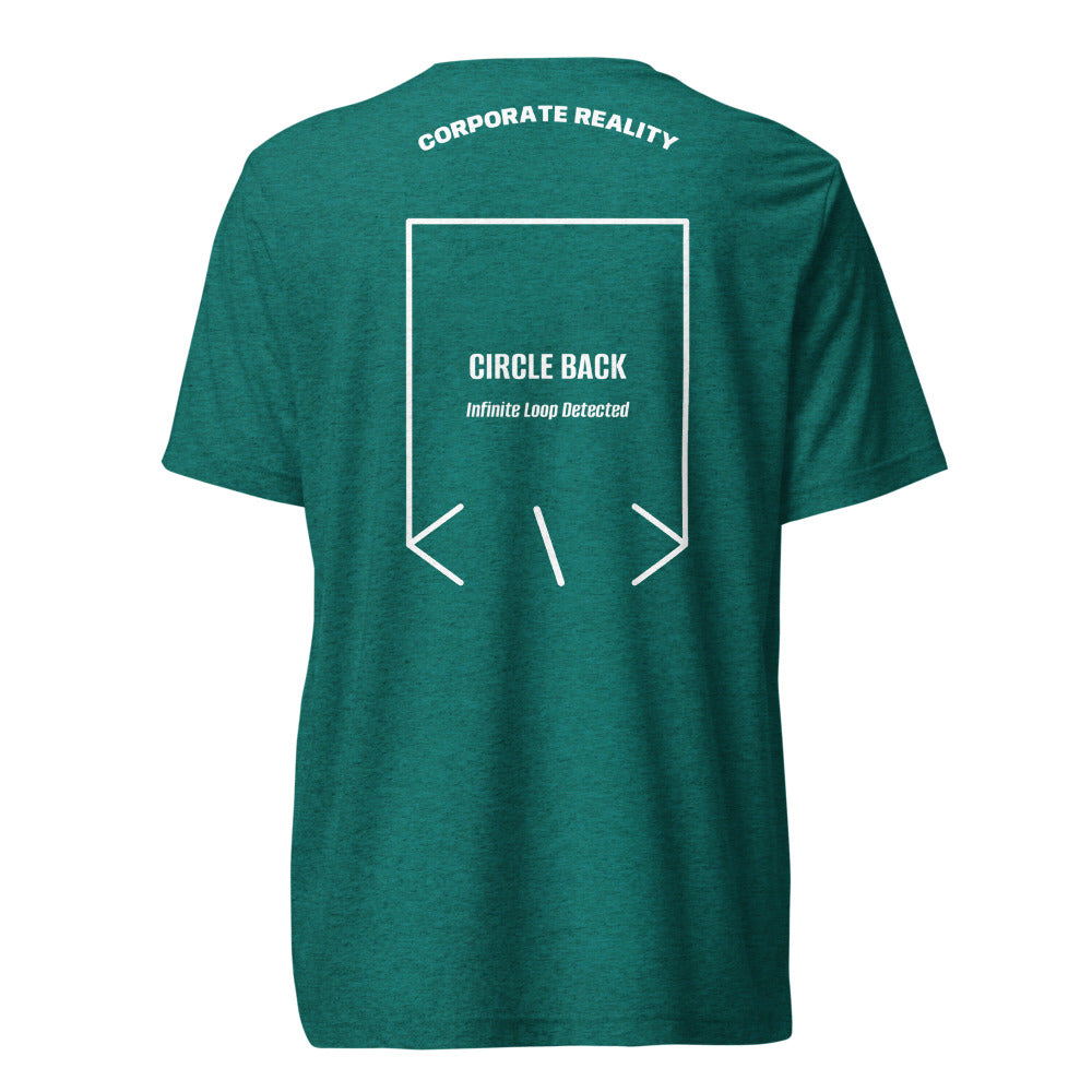 Circle Back — Teal Triblend Solid White Triblend back mockup