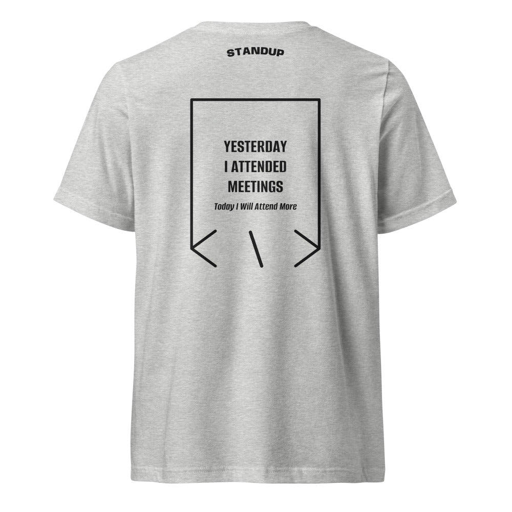 Yesterday I Attended Meetings — Athletic Heather Black back mockup