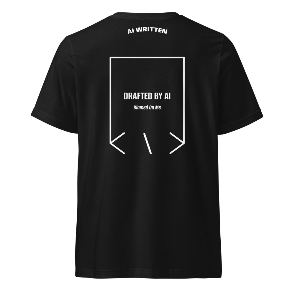 Drafted By AI — Black White back mockup