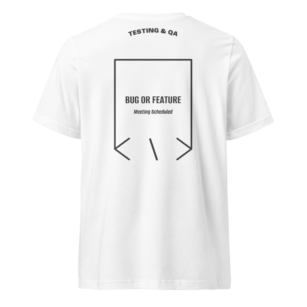 Bug Or Feature — White Dark Grey Heather back mockup
